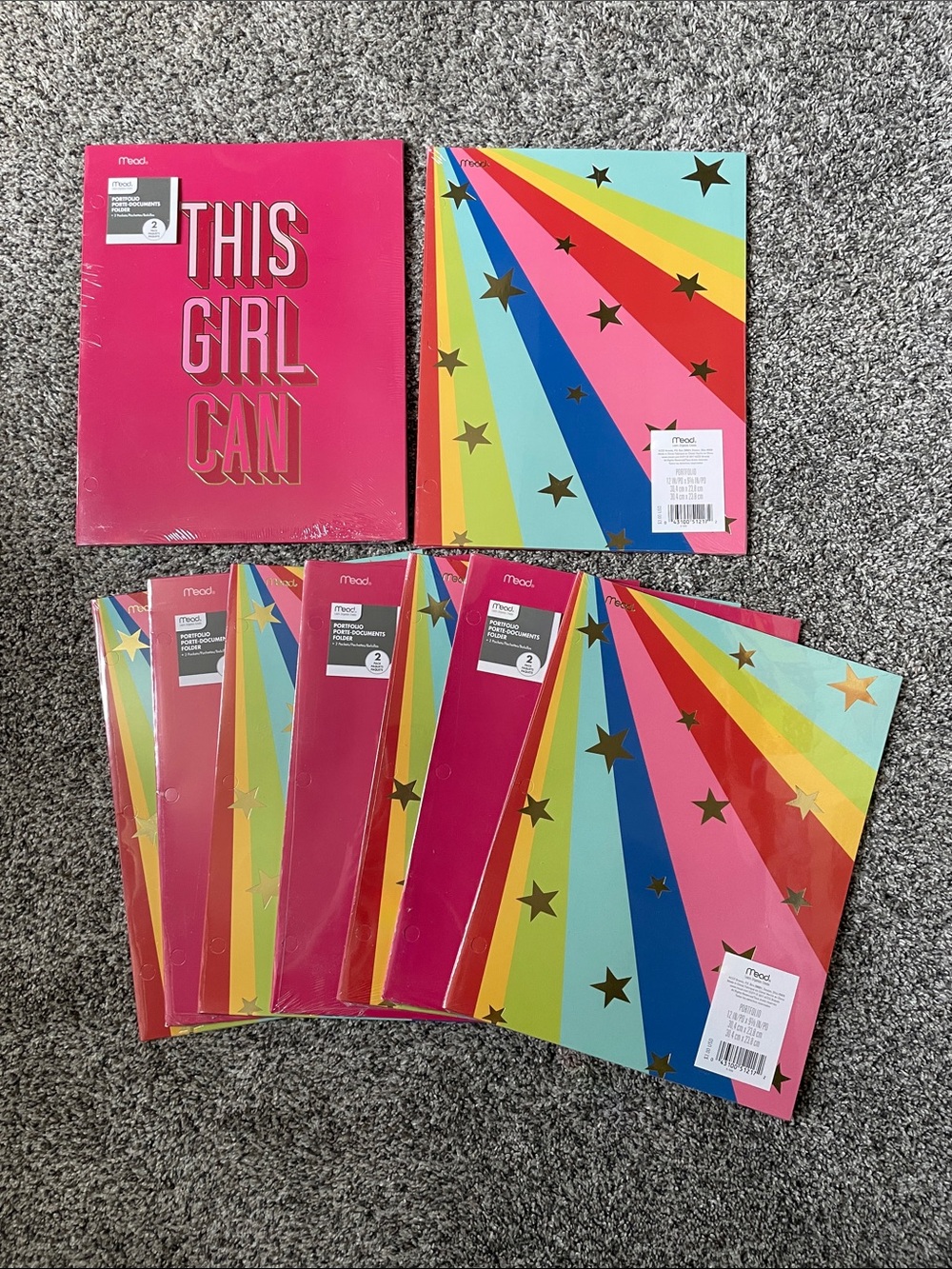 NWT Mead Spiral Notebooks.  Qty (18).  Bright Rainbow Star & Hot Pink.